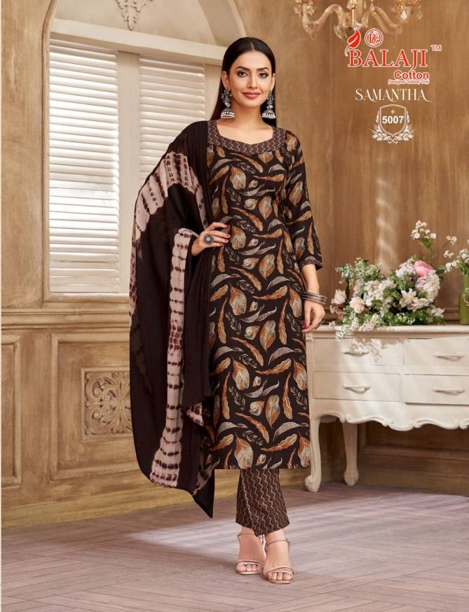 Samantha Vol 5 By Balaji Rayon Printed Kurti With Bottom Dupatta Wholesale Shop in Surat
